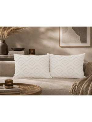 Maison Luré 2'li Şönil Geometrik Desenli Yastık Kılıfı Seti 47X67 cm Pamuk