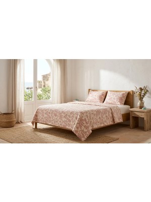 Lucy and Home Luna Floral %100 Pamuk 3 Katlı Dolgulu Müslin Çift Kişilik Yatak Örtüsü Seti 220X240CM -3parça