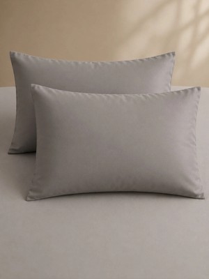 Maison Luré Gri Pamuk-Saten Yastık Kılıfı 2 Adet