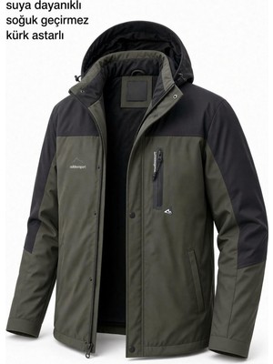 Oksit Tuc 1032 Içi Polar/kürk Astarlı Su Itici Termal Softshell Erkek Mont - Soğuk Geçirmez Spor Kaban