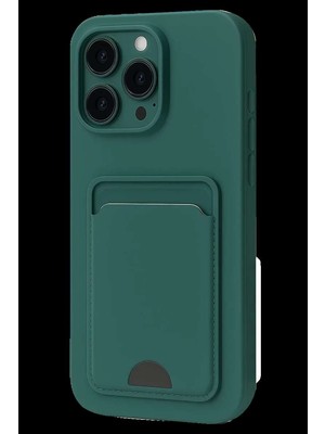iPhone 16 Pro Kılıf Kelvin Kartvizitli Silikon - Koyu Yeşil