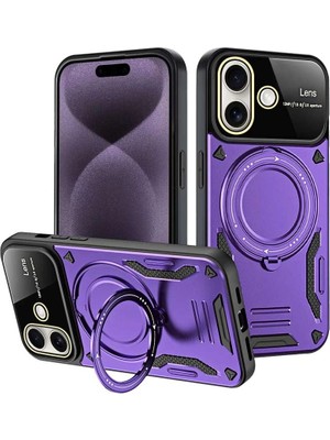 iPhone 16 Kılıf Joy Lens Standlı Kapak - Mor