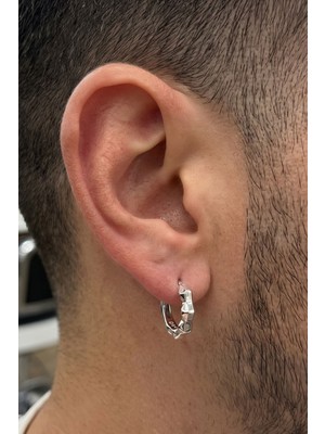 Ose Shop İtalyan tasarımı 925ayar gümüş Tek erkek küpe 1cm özel seri