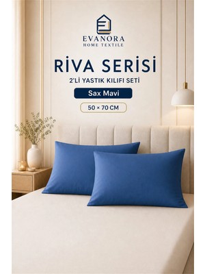 Maison Luré Riva Serisi Saks Mavi 2'li Yastık Kılıfı Seti 50 x 70 cm