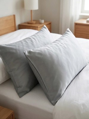 Maison Luré Pamuk Saten 2'li Yastık Kılıfı Seti 50 x 70 cm Gri