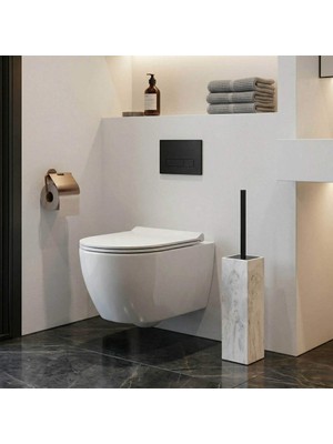 Elovias System Tuvalet Fırçası Mermer Desenli/Siyah Renk (BA4037 009 R3-AL6)
