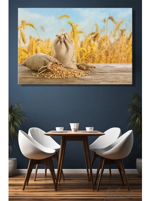 Şehzat Design Duvar Tablosu Yatay Kanvas Kafe Restoran Mutfak Fırın Pastane Buğday Tarlası Çiftçi Tarım Un