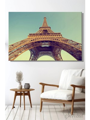 Şehzat Design Yatay Kanvas Duvar Tablosu Tekli Salon Mutfak Ofis Paris Eyfel Kulesi Manzara Mimari