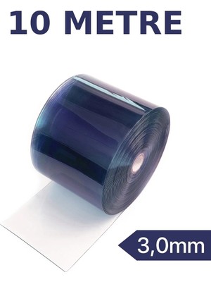İzen Şeffaf Pvc Şerit Perde 3,0 mm 30 cm 10 Metre Endüstriyel +4°c Soğuk Hava Yalıtım Perdesi