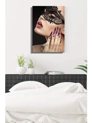 Şehzat Design Nü Kadın Maske Yüz Dikey Tekli Kanvas Duvar Tablosu Modern Salon Yatak Odası Ofis Cafe