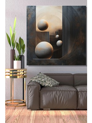 Şehzat Design Karetekli Kanvas Duvar Tablosu Modern Salon Mutfak Yatak Odası Ofis Modern Geometrik Soyut