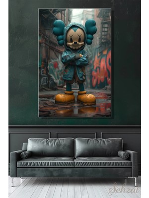 Şehzat Design Kanvas Duvar Tablosu Dikey Tekli Salon Mutfak Yatak Odası Ofis Mickey Mouse Şehirli Vinil