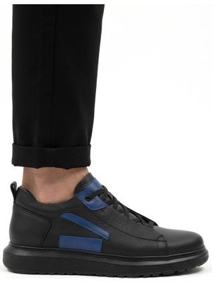 Zerenyus ZRC131 Yüksek Kalite Kalın Taban Bağcıklı Erkek Sneaker Siyah Sax