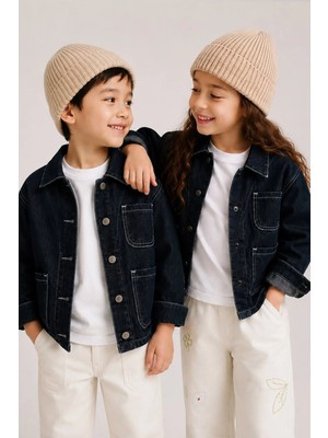 Overdo Unisex Çocuk Denim Ceket Oversize Rahat Kalıp