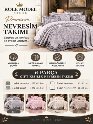 Role Model Store 10 Parça Çift Kişilik Dantelli Nevresim Takımı