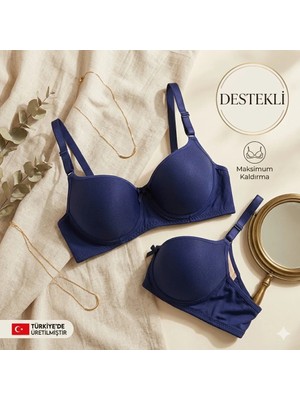 WINNERAIN Kadın Lacivert Destekli Dolgulu Balenli Sütyen