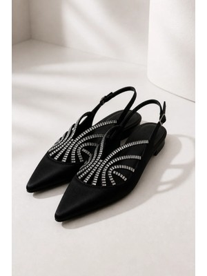 Best Cover Cerseı Kadın Taş Işlemeli Sivri Burun Slingback Babet Ayakkabı