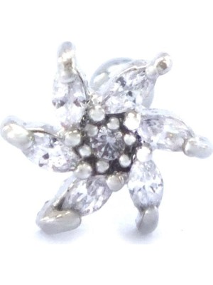 Ferizz 316L Çelik Zirkon Taşlı Çiçek Şekilli Piercing PRC-184