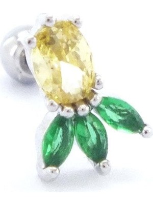 Ferizz 316L Çelik Zirkon Taşlı Ananas Şekilli Piercing PRC-169