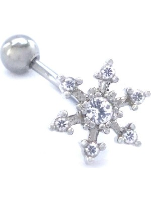 Ferizz 316L Çelik Zirkon Taşlı Kar Tanesi Şekilli Piercing PRC-187