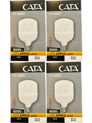 Cata CT-4262 55W 6400K (Beyaz Işık) E27 Duylu LED Torch Ampul (4 Adet)