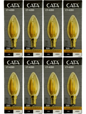 Cata CT-4280 4W 1800K (Amber) E14 Duylu Rustik LED Dekoratif Ampul (8 Adet)