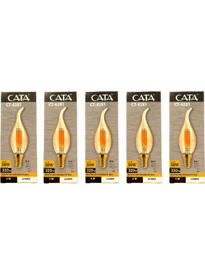 Cata CT-4281 4W Amber Rustik Kıvrık Mum LED Ampul 5li Paket