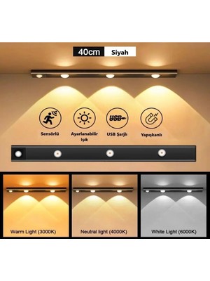 Cata 3W Led'li Mutfak ve Dolap Içi 3 Renk Mod'lu USB Şarjlı Sensörlü Armatür CT-2464
