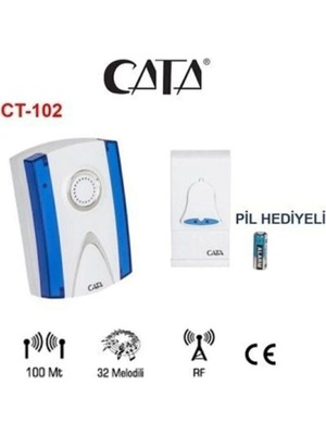 Cata Kablosuz Kapı Zili Pilli CT-102 Karışık Renkli