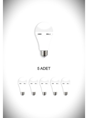 Cata CT-4229 ( 5'li Paket) Şarjlı LED Ampul E27 Duylu Beyaz Işık