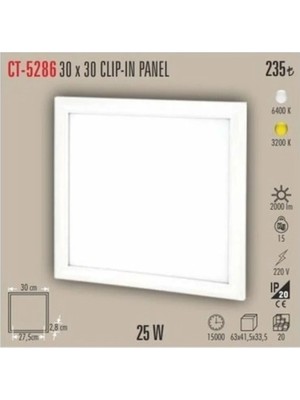 Cata Aybekon CT-5286 LED Panel 25W 30X30 3200K Gün Işığı 2 Adet