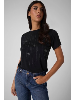 Guess Diamond Kadın Modal Karışımlı Regular Fit T-Shirt