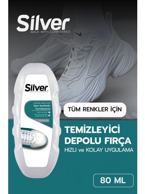 Silver Spor Ayakkabı Temizleyici Fırçalı Sünger 80 ml Depolu