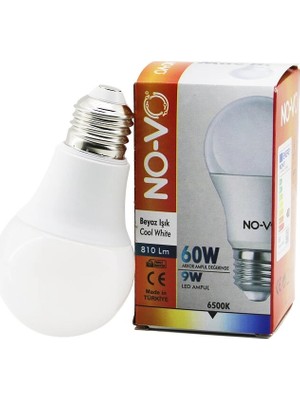 Neva Prime No-Vo 9W=60W E27 Beyaz LED Ampul 6500K - 810LM BX40