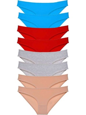 Bin1çeşit 8 Adet Süper Eko Set Likralı Kadın Slip Külot 534 — Beden: Xl