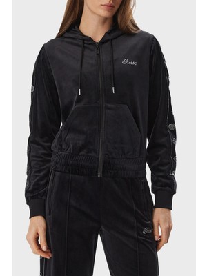 Guess Amalia Logolu Slim Fit Kapüşonlu Yaka Fermuarlı Sweat V6BQ07K6301 Kadın Sweat V6BQ07 K6301 Jblk
