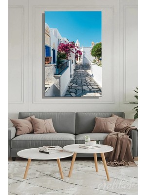 Şehzat Design Yunanistan Tinos Adası Pyrgos Köyünün Tipik Dar Bir Sokağı Yatay Kanvas Tablo 4045
