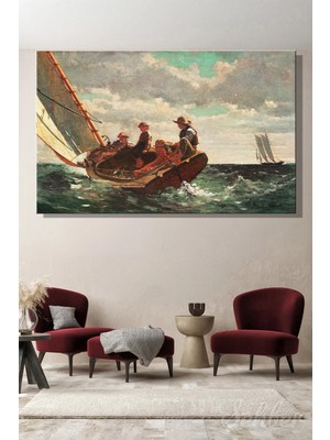 Şehzat Design Winslow Homer'in (A Fair Wind) (Yelkenler Fora / Adil Rüzgâr) Adlı Eseri Yatay Kanvas Tablo 4309