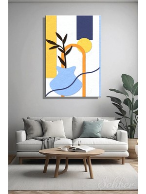 Şehzat Design Dikeytekli Kanvas Tablo Modern Ev Ofis Pillow Fights Azure Arch Botanical Contrast 2169