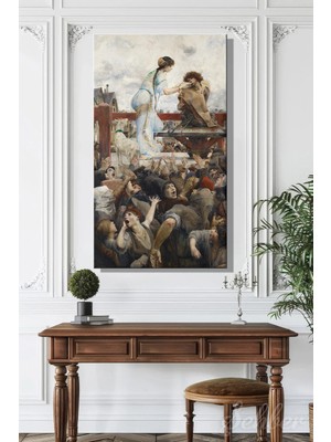 Şehzat Design Luc-Olivier Merson'in ''esmeralda ve Quasimodo'' Adlı Tablosu Dikey Kanvas Tablo 3712