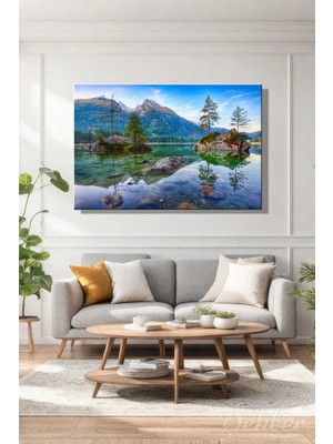 Şehzat Design Almanya'daki Hintersee Gölü'nün Sonbahar Manzarası Yatay Kanvas Tablo 4425