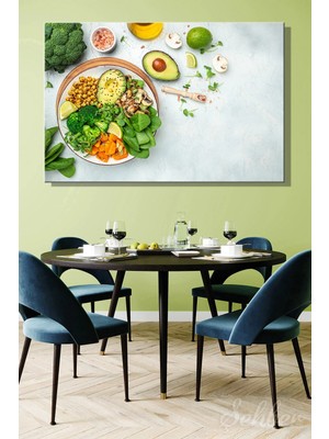 Şehzat Design Vegan Beslenme Kasesi (Buddha Bowl) Yatay Kanvas Tablo 3857