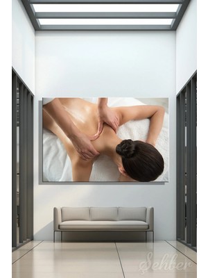 Şehzat Design Spa Veya Masaj Salonunda Sırt Masajı Yaptıran Bir Kişi Yatay Kanvas Tablo Tekli 3792