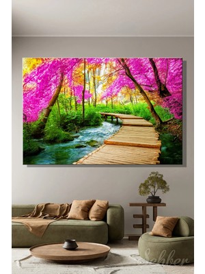 Şehzat Design Yatay Tekli Kanvas Tablo Modern Ev Kafe Ofis Hırvatistan Plitvice Gölleri Milli Parkı Manzara 2487