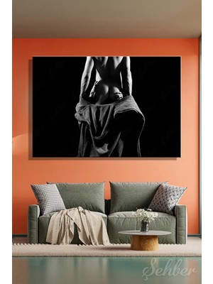 Şehzat Design Siyah Beyaz Bornozlu Kadın Sanatsal Fotoğraf Yatay Kanvas Tablo Tekli Ev Kafe Ofis 3099
