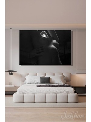 Şehzat Design Siyah Beyaz Estetik Sanatsal Çıplak Kadın Fotoğraf Kanvas Tablo Yatay Tekli Ev Kafe Ofis 3010