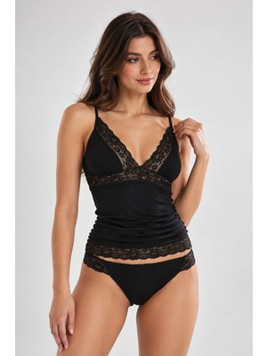 Pierre Cardin Kadın Premium Penye Dantelli Kaşkorse Kutulu Atlet Külot Takım