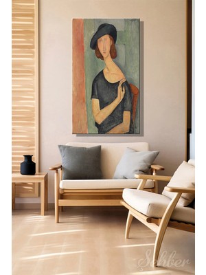 Şehzat Design Amedeo Modigliani'nin Jeanne Hébuterne (Au Chapeau) Adlı Eseri Dikey Kanvas Tablo 4531