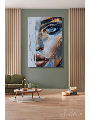 Şehzat Design Dekoratif Dikey Kanvas Tablo Tekli Salon Mutfak Yatak Odası Ofis Modern Soyut Kadın Portre 850