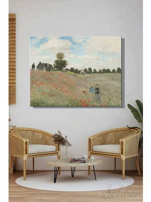 Şehzat Design Yatay Kanvas Tablo Duvar Dekoru Claude Monet Gelincik Tarlası Salon Mutfak Yatak Odası Ofis
